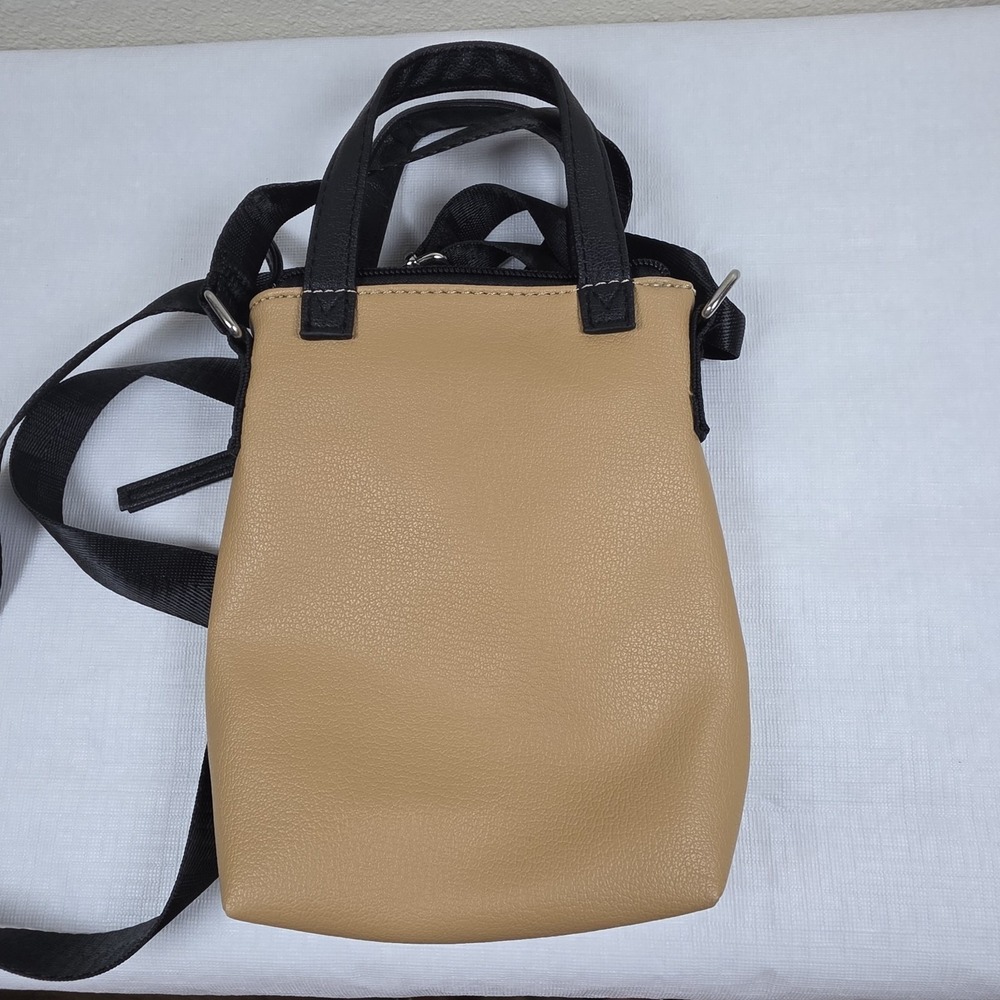 Tahari Tan/brown Crossbody Handbag Vegan Leather Purse Smaller minimalist city - Picture 4 of 7